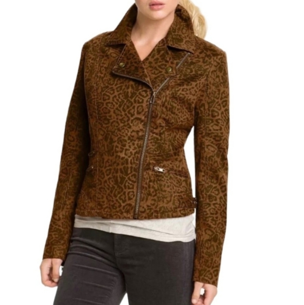 Kut from the Kloth Leopard Print Moto Jacket M